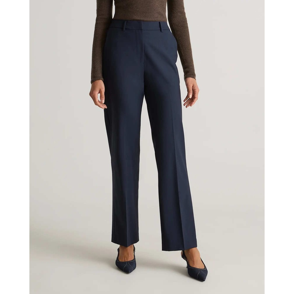 Quince Italian Wool Straight Leg Pants True Navy Blue Women Size 10 NWT